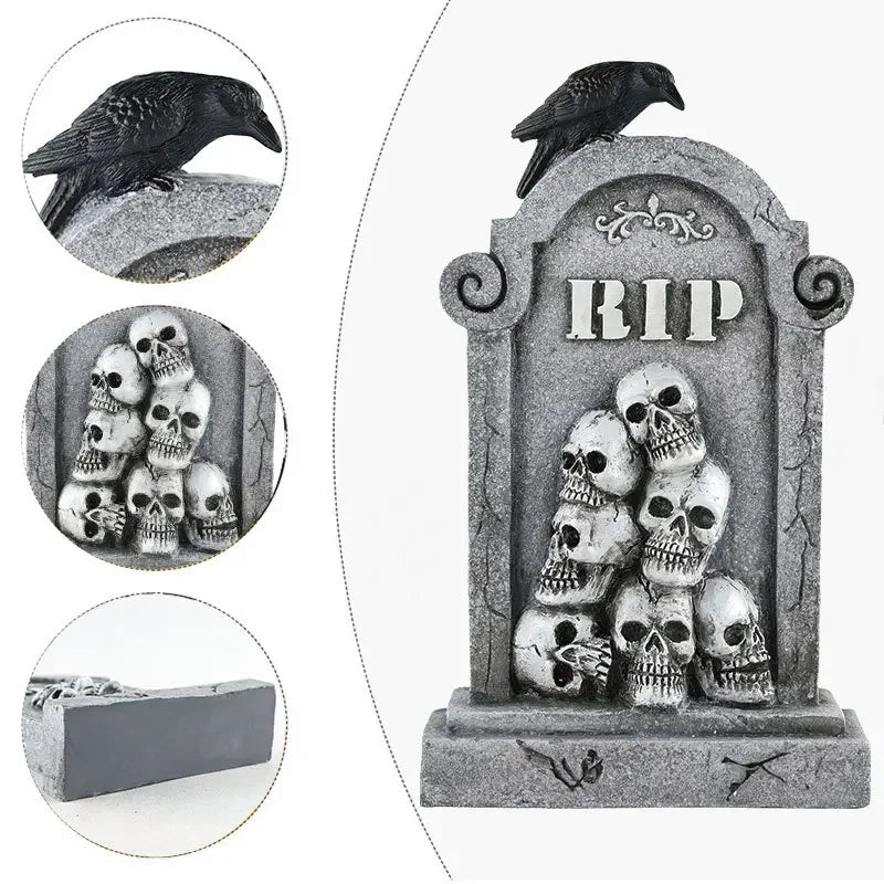2024 new Halloween Resin Tombstones Graveyard Headstone Stakes Yard & Garden Decors Scary Halloween Tombst Decorations 4