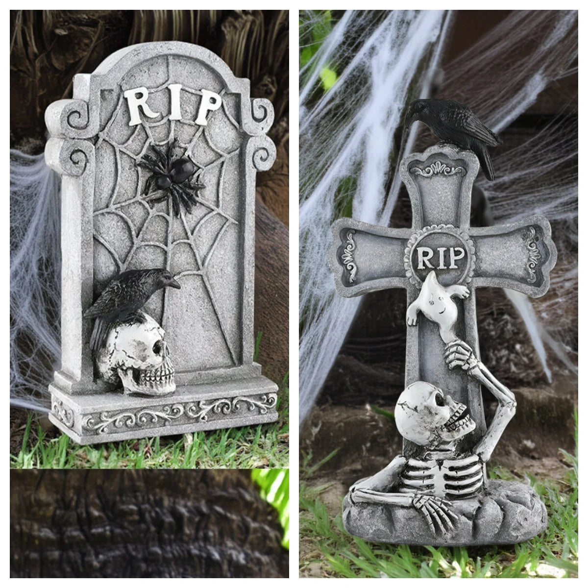 2024 new Halloween Resin Tombstones Graveyard Headstone Stakes Yard & Garden Decors Scary Halloween Tombst Decorations 6