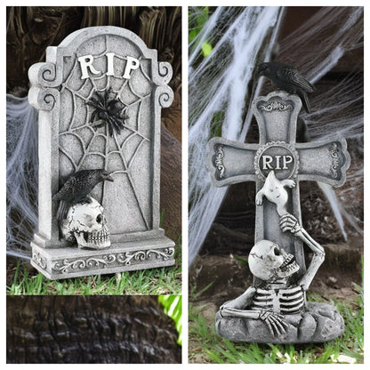 2024 new Halloween Resin Tombstones Graveyard Headstone Stakes Yard & Garden Decors Scary Halloween Tombst Decorations 6