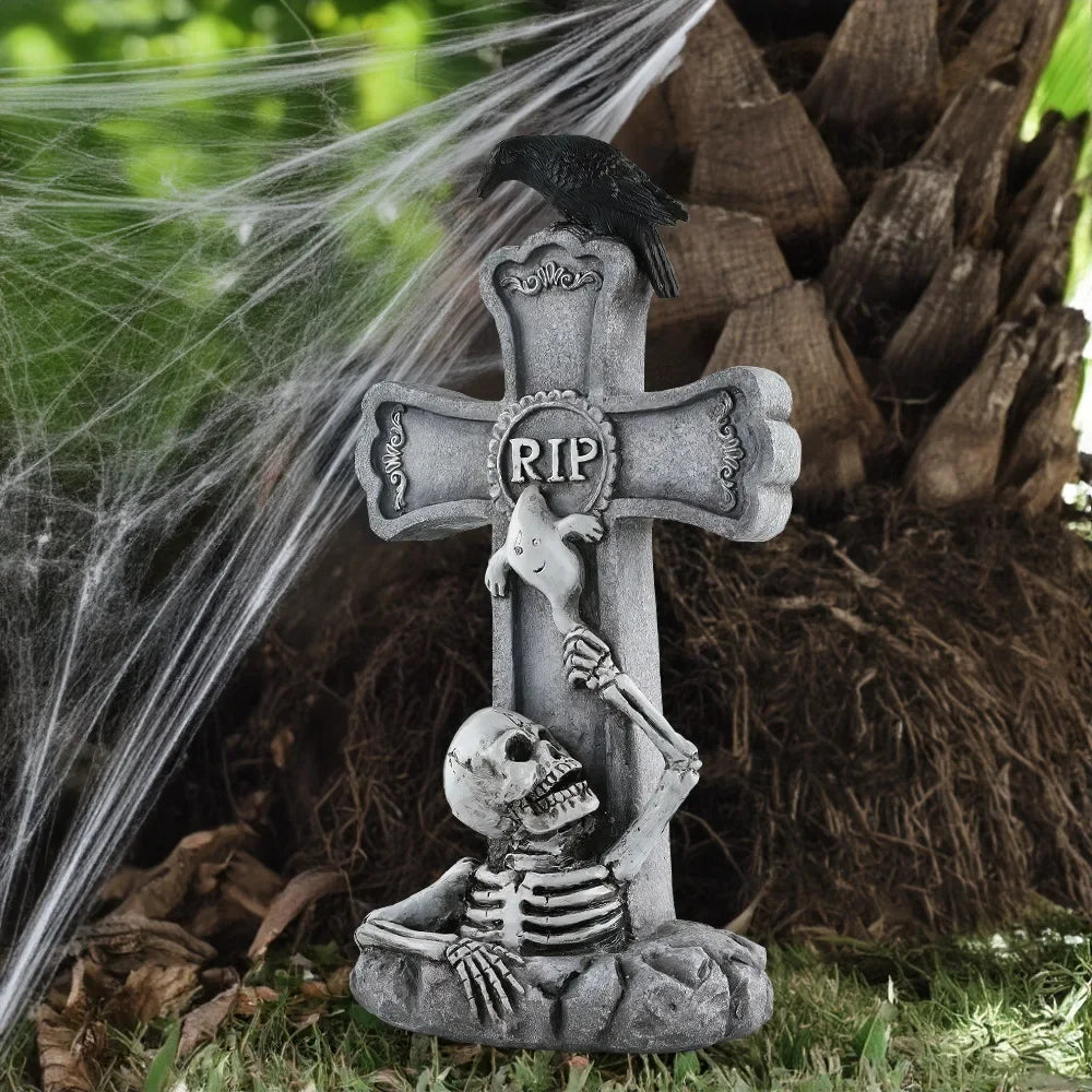 2024 new Halloween Resin Tombstones Graveyard Headstone Stakes Yard & Garden Decors Scary Halloween Tombst Decorations 7