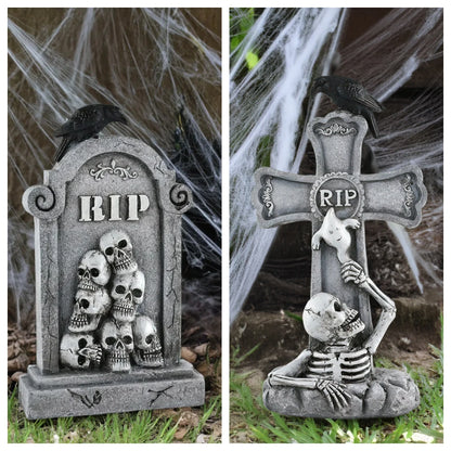 2024 new Halloween Resin Tombstones Graveyard Headstone Stakes Yard & Garden Decors Scary Halloween Tombst Decorations 8