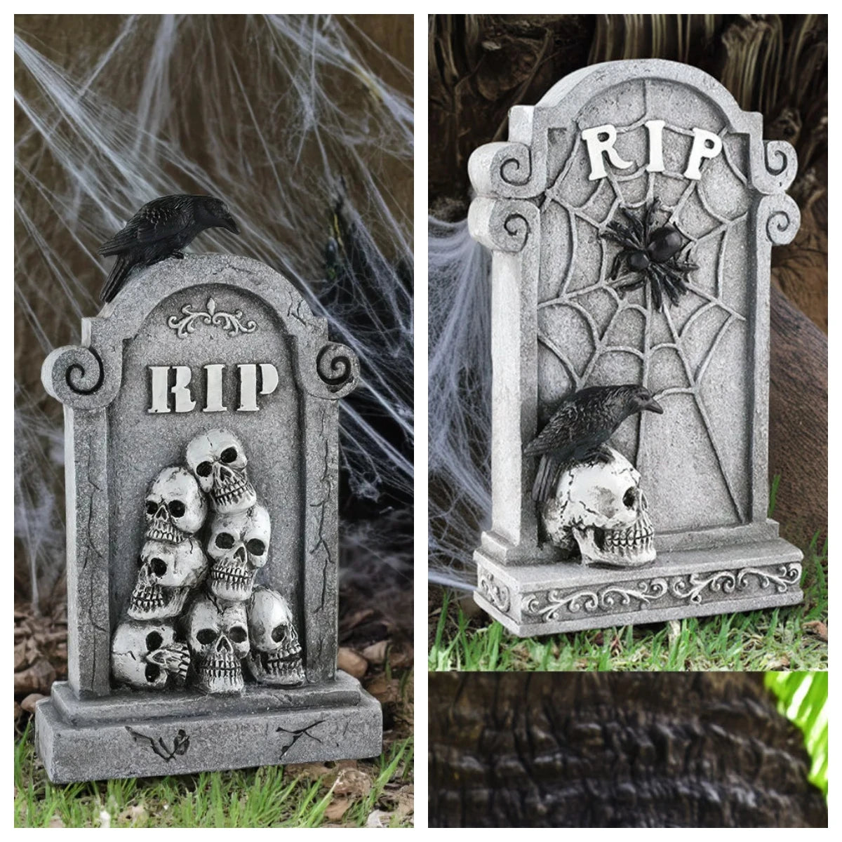 2024 new Halloween Resin Tombstones Graveyard Headstone Stakes Yard & Garden Decors Scary Halloween Tombst Decorations 9