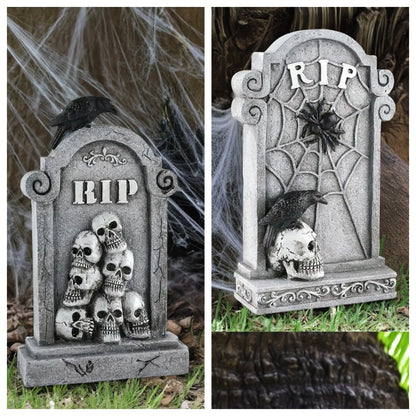 2024 new Halloween Resin Tombstones Graveyard Headstone Stakes Yard & Garden Decors Scary Halloween Tombst Decorations 9