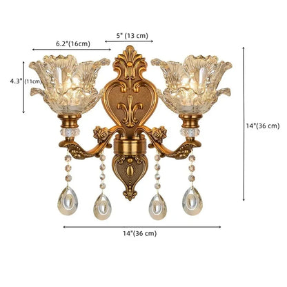 2025 European Style Retro Crystal Glass Wall Lamp Dual Head Living Room Bedroom Bedside Lamp Corridor Corridor Wall Lamp 4