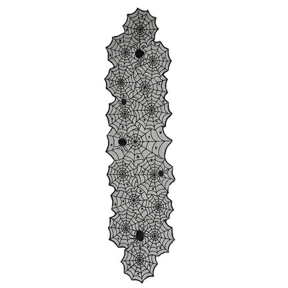 2025 Halloween Decoration Lace Spider Web Skeleton Skull Tablecloth Black Fireplace Mantel Scarf Event Party Supplies 7