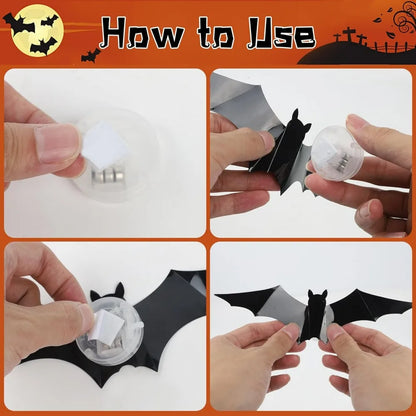 2025 Halloween Decorations Outdoor - Halloween Bats Wall Decor - Lighted 3D Bat Stickers for Party Window Door Decor Home Decals 5