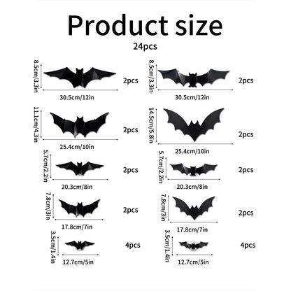 2025 Halloween Decorations Outdoor - Halloween Bats Wall Decor - Lighted 3D Bat Stickers for Party Window Door Decor Home Decals 7