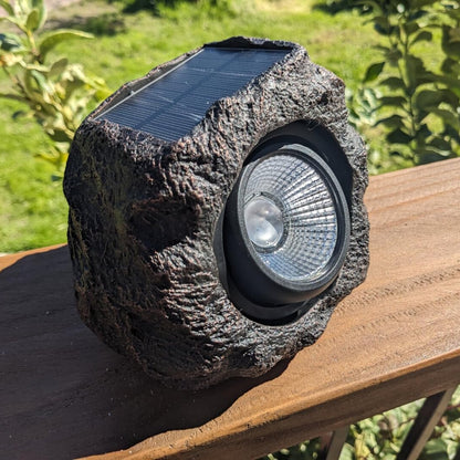 RoyaleGlow Solar Powered Rock Spotlights for Outdoor Landscape & Garden Lighting