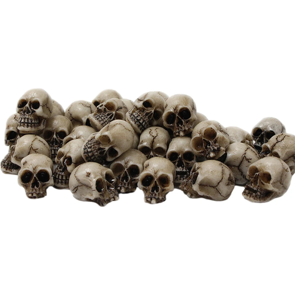 20Pcs Mini Skull Heads Collectable Halloween Gothic Skull Sculptures Creative Festival Theme Landscape Garden Potted Plant Decor 1