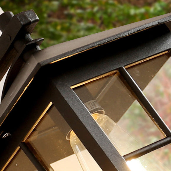 Royelux Vintage Outdoor Wall Lantern Sconce, Black Metal Farmhouse Exterior Light
