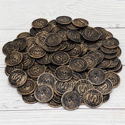 20/50/100pcs Retro Pirate Coin Party Supplies Gift Kids Favor Birthday Toys Halloween Decor Fake Treasure Plastic Game Coin 0