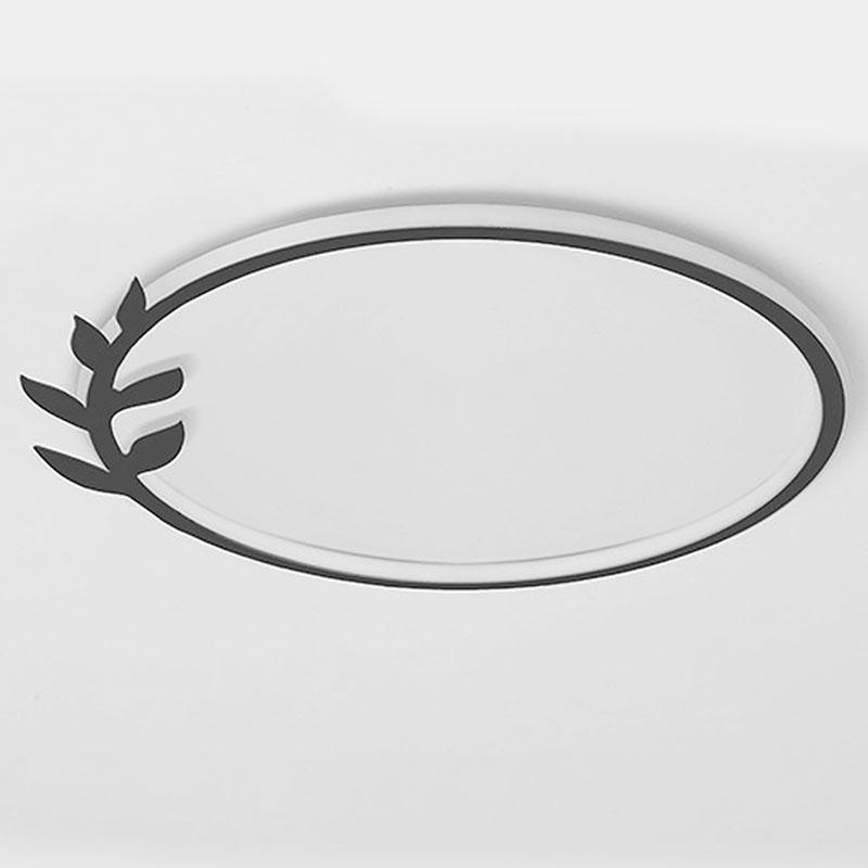 20'' Round Dimmable Black Flush Mount Ceiling Lights LED Lights with Leaf Shaped Edge 0