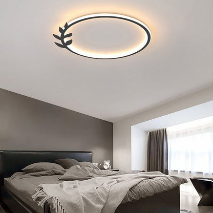 20'' Round Dimmable Black Flush Mount Ceiling Lights LED Lights with Leaf Shaped Edge 1
