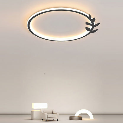 20'' Round Dimmable Black Flush Mount Ceiling Lights LED Lights with Leaf Shaped Edge 2