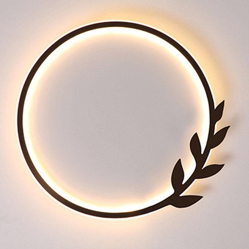 20'' Round Dimmable Black Flush Mount Ceiling Lights LED Lights with Leaf Shaped Edge 3