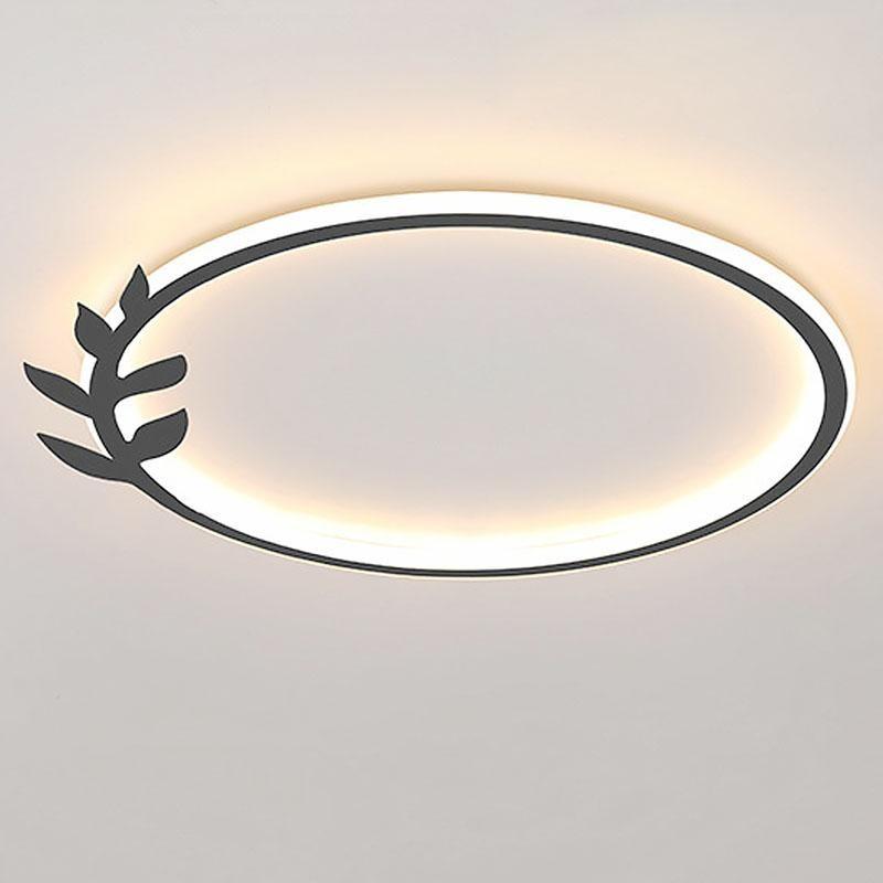 20'' Round Dimmable Black Flush Mount Ceiling Lights LED Lights with Leaf Shaped Edge 4