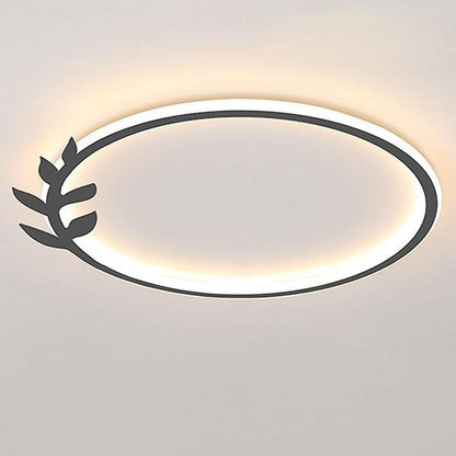 20'' Round Dimmable Black Flush Mount Ceiling Lights LED Lights with Leaf Shaped Edge 4