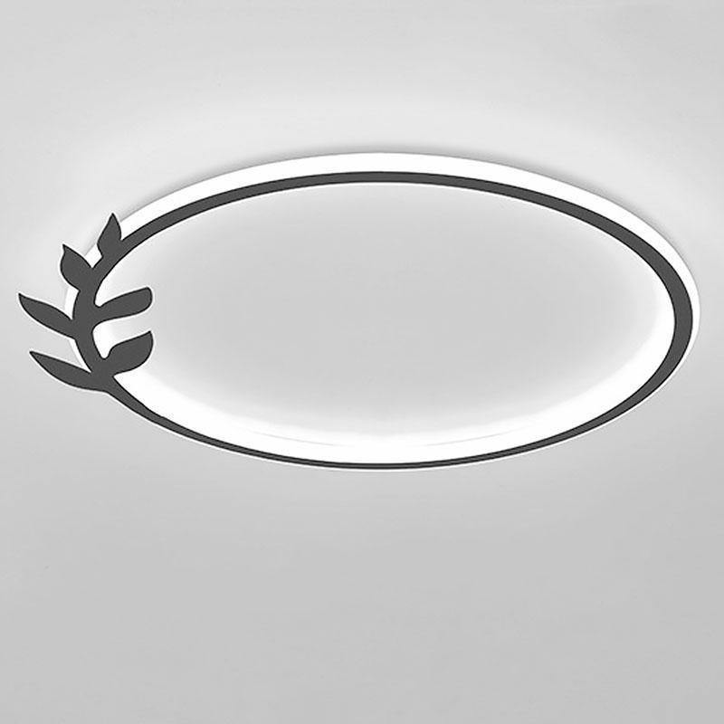 20'' Round Dimmable Black Flush Mount Ceiling Lights LED Lights with Leaf Shaped Edge 5