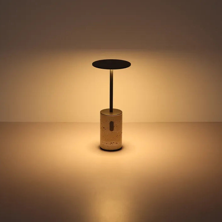 RoyaleGlow Rechargeable Travertine LED Table Lamp with Touch Dimming