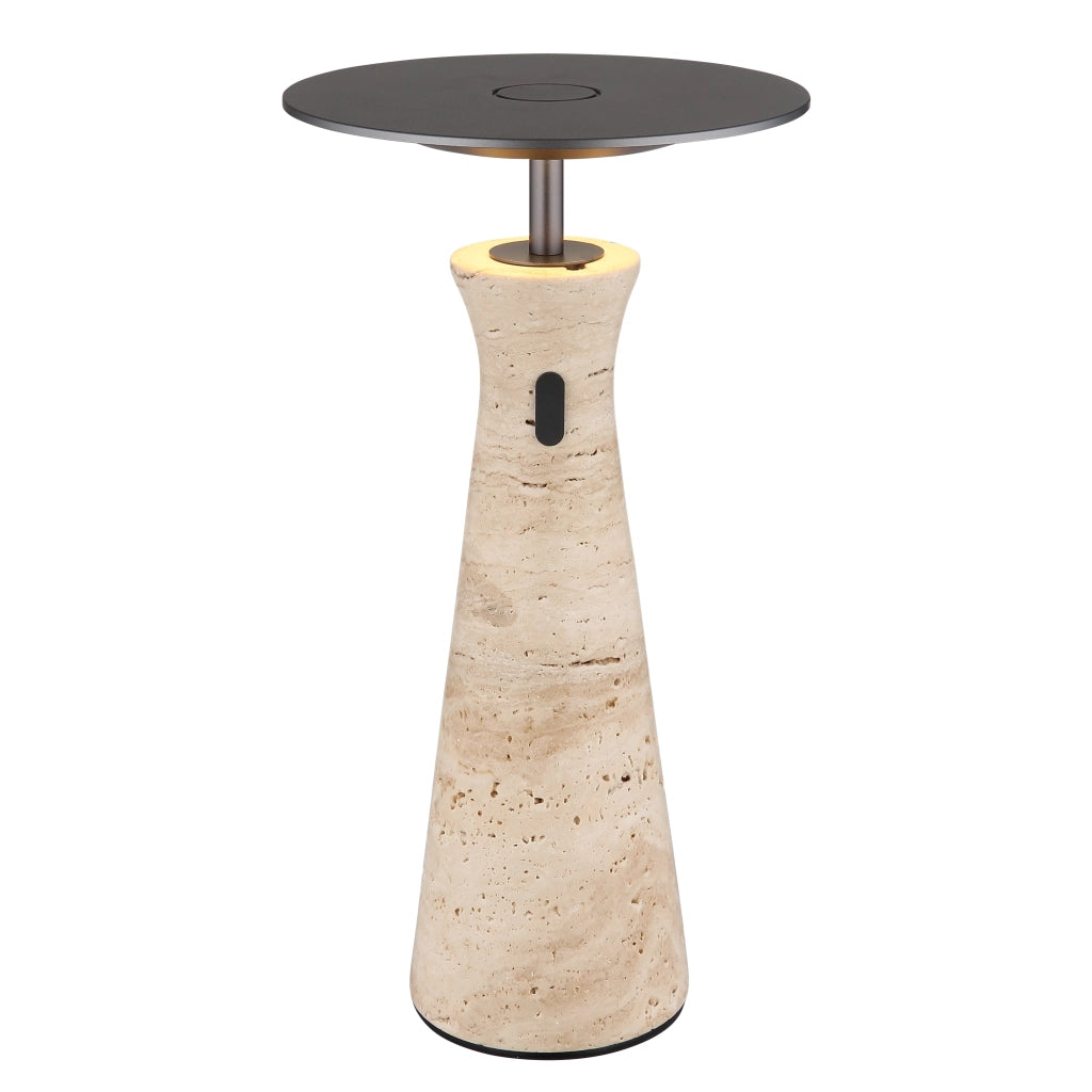 RoyaleGlow Travertine Cordless LED Table Lamp for Bedroom, Living Room & Dining Table