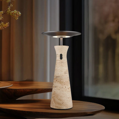 RoyaleGlow Travertine Cordless LED Table Lamp for Bedroom, Living Room & Dining Table