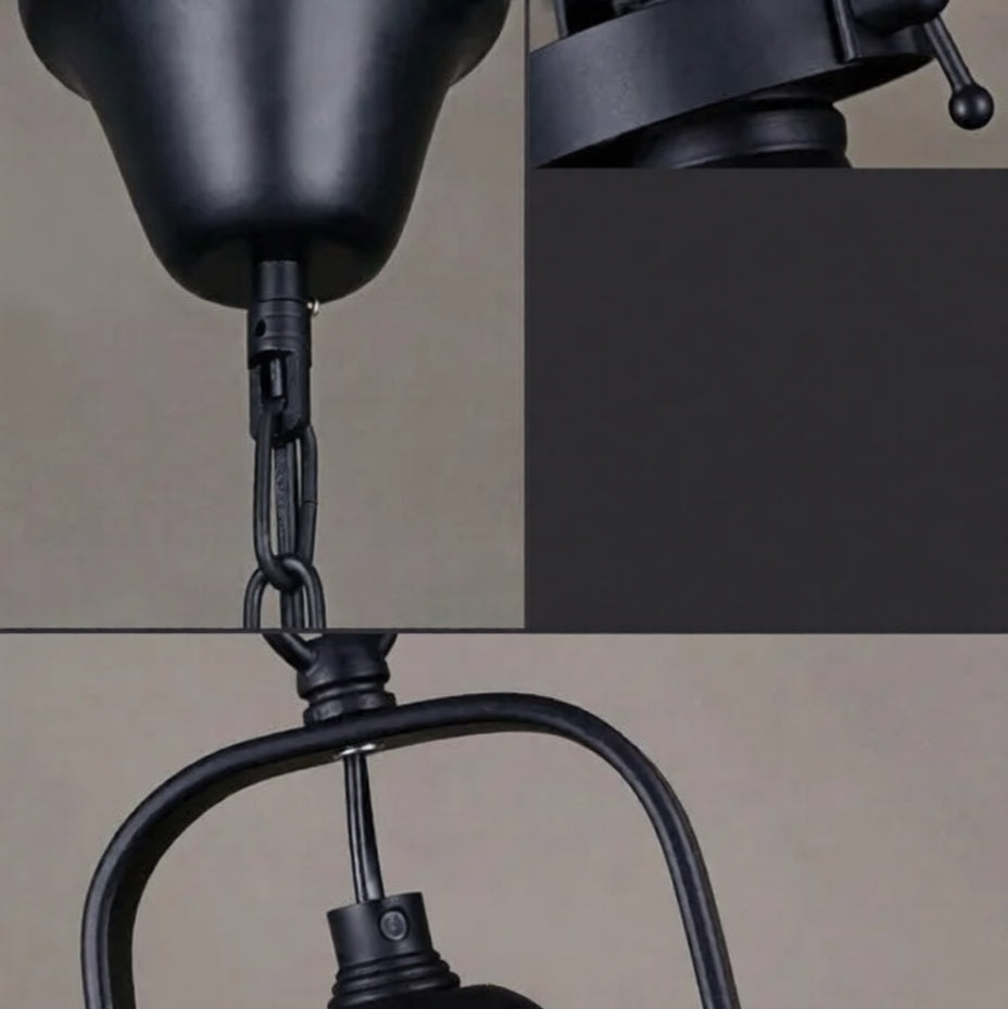 LuxRoyale Industrial Glass Pendant Light, Mid-Century Vintage Iron Dome Hanging Lamp