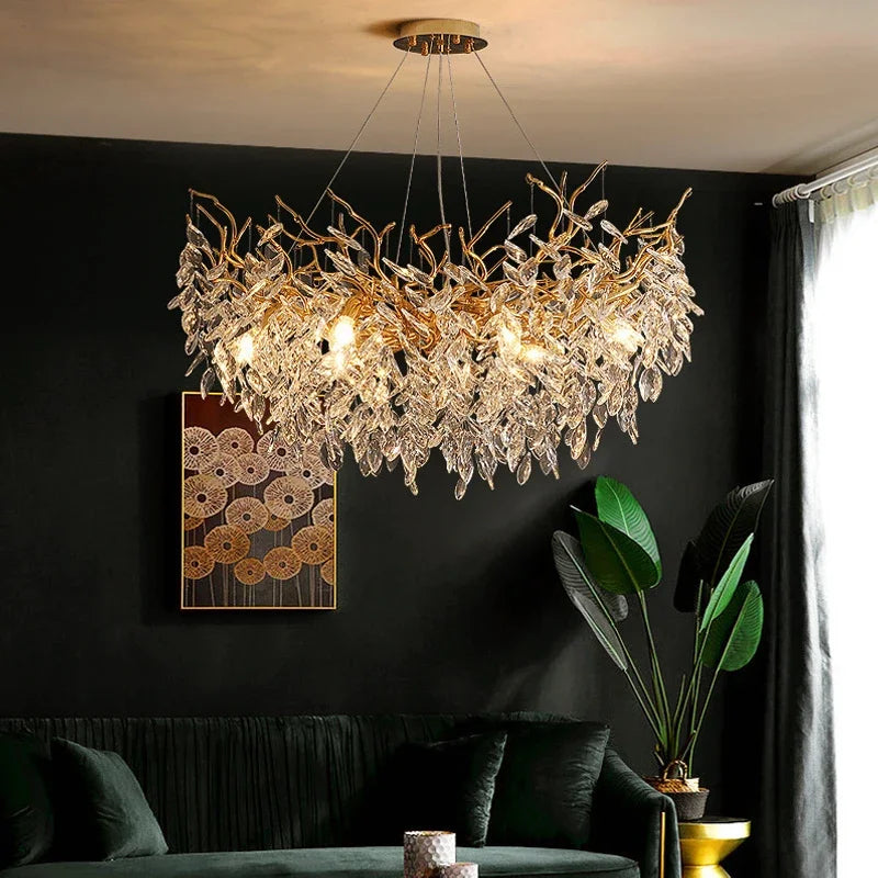 Royelux Modern Crystal Chandelier-Gold Branch Luxury Ceiling Light Fixture