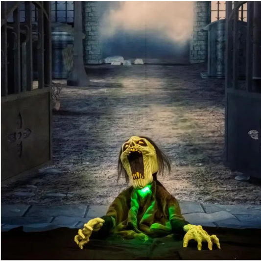 21 in. Trevor the Animated Zombie Groundbreaker, Indoor or Covered Outdoor Halloween Decoration, Battery Operated 0