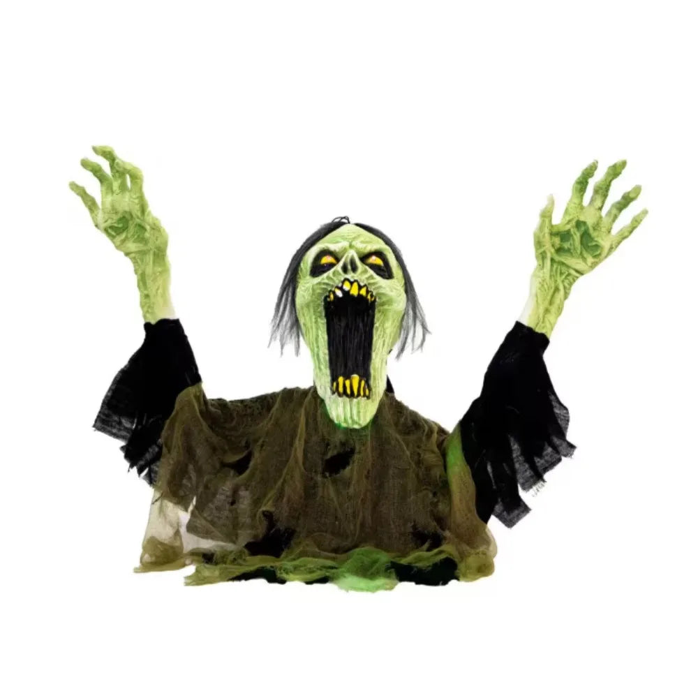 21 in. Trevor the Animated Zombie Groundbreaker, Indoor or Covered Outdoor Halloween Decoration, Battery Operated 1