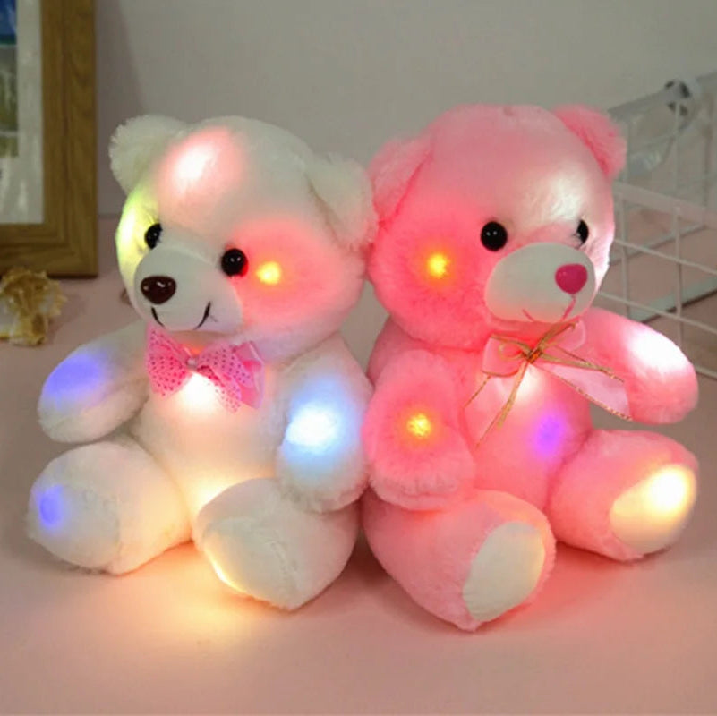 Adorable Light-Up Teddy Bear with Color-Changing LED Glow - White