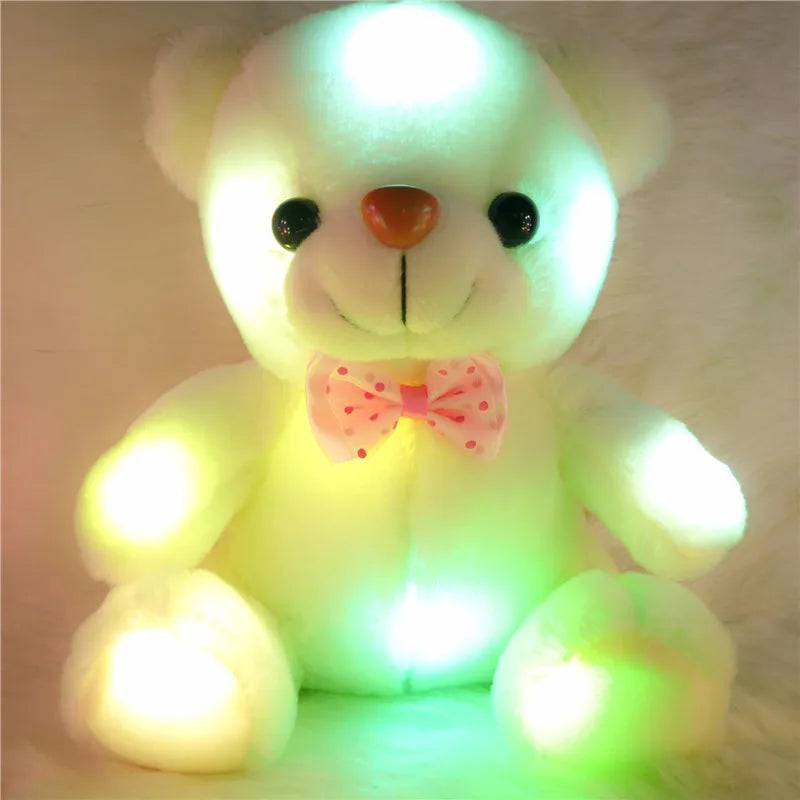 Adorable Light-Up Teddy Bear with Color-Changing LED Glow - White