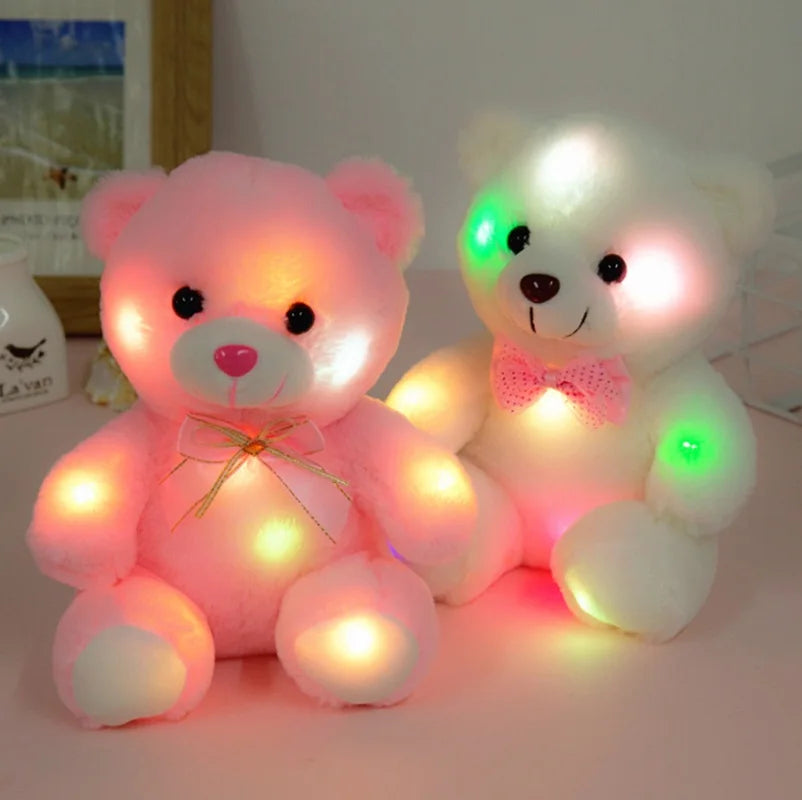 Adorable Light-Up Teddy Bear with Color-Changing LED Glow - White