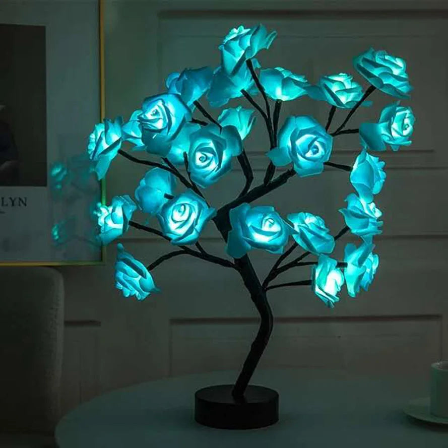 Enchant Your Space with the LED Rose Tree Lamp - Blue