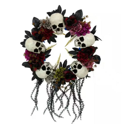24 in. Halloween Multi-Color Wreath with Skulls，6 round eyeballs on the wreath give it an extra chilling essence-they 1