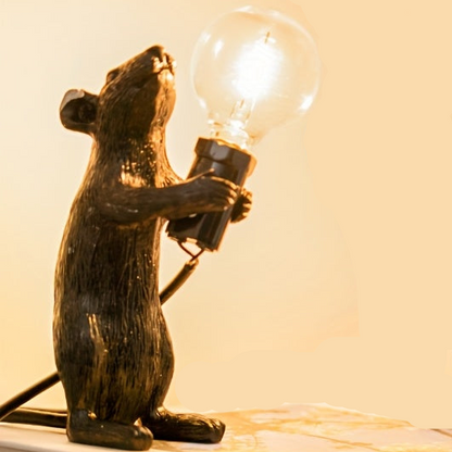 RoyaleGlow Cheese Guardian Table Lamp – USB Resin Downlight with Button Control