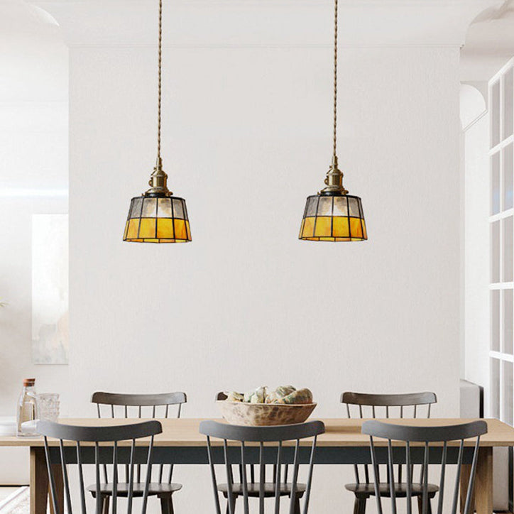 Royelux Vintage Stained Glass Geometric Pendant Light for Kitchen Island, Dining & Bedroom