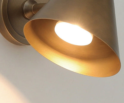 LuxRoyale Modern Solid Brass Conical Wall Sconce - Elegant Downlight Fixture