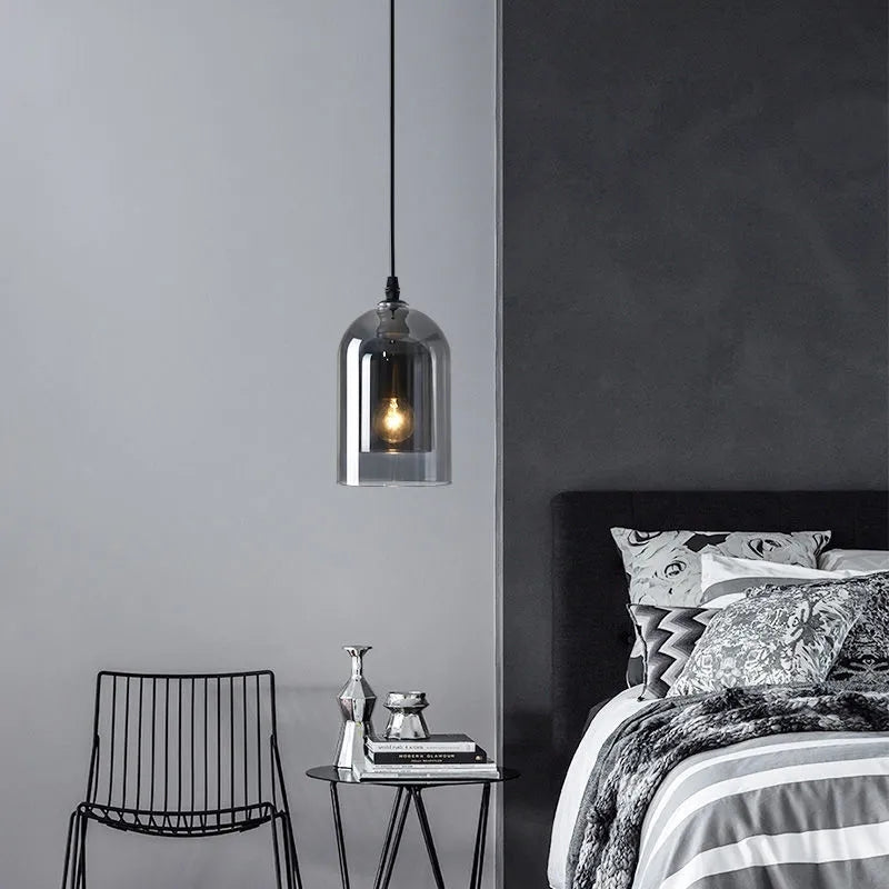 Lumora Modern Smoked Glass Dual-Shade Pendant Light for Dining Room