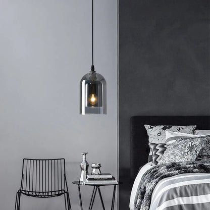 Lumora Modern Smoked Glass Dual-Shade Pendant Light for Dining Room