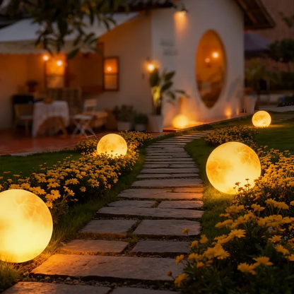 RoyaleGlow Solar Outdoor Moon Globe Light - Resin & Fiberglass Sphere Lamp