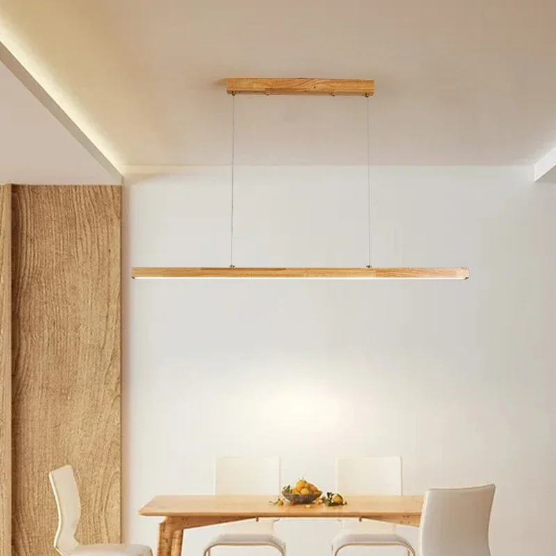 Rayvia Modern Linear Wood LED Pendant Light for Kitchen Island & Bar Dining