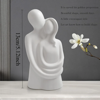 RoyaleGlow Abstract Embrace Ceramic Sculpture - Modern Minimalist Couple Figurine Decor