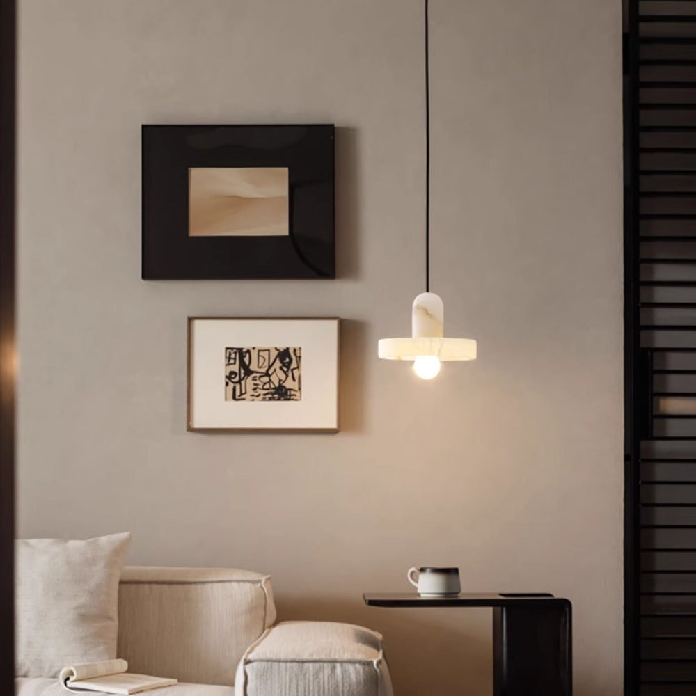 Royelux Marble Dining Pendant Light-Modern Minimalist White Stone Fixture