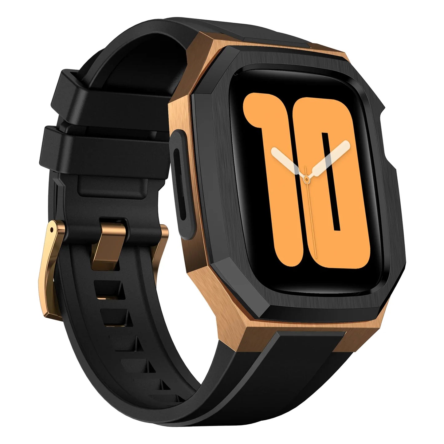 RoyaleGlow AP9009 Fluororubber Band Stainless Steel Case For Apple Watch