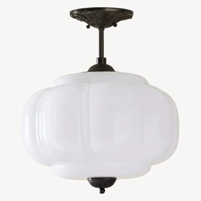 LuxRoyale Green Glass Pendant Lamp With Brass Accents