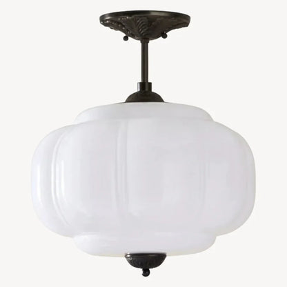 LuxRoyale Green Glass Pendant Lamp With Brass Accents
