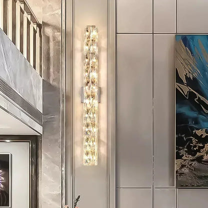 RoyaleGlow Dimmable LED Crystal Wall Sconce - Modern Cylindrical Up-Down Lighting
