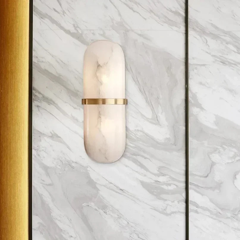 RoyaleGlow Modern Nordic Marble Wall Sconce with Integrated LED & Metal Accent