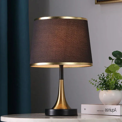 Lumora Touch -Fabric Table Lamp with Dimmable LED, Cylindrical Shade, Premium Metal Base for Bedroom