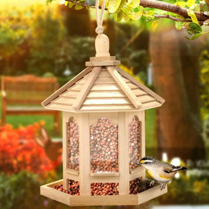 Luxora Wooden Transparent Household Bird Feeder for Garden